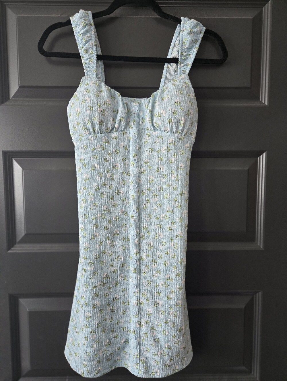 Light Blue Floral Button-Front Sundress